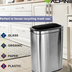 Alpine Industries Single-Stream Recycling Station, 10.5 Gallon, Stainless Steel (ALP470-40L-CO)