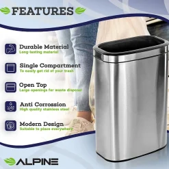 Alpine Industries Single-Stream Recycling Station, 10.5 Gallon, Stainless Steel (ALP470-40L-CO)