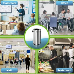 Alpine Industries Stainless Steel Indoor Trash Can, 17 Gallon, Silver (470-65L)