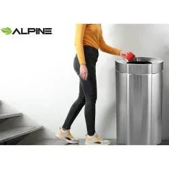 Alpine Industries Stainless Steel Indoor Trash Can with Open Lid, 50-Gallon, 2/Pack (ALP475-50-2PK)