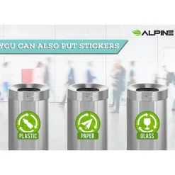 Alpine Industries Stainless Steel Trash Can with Open Lid, 27-Gallon, 2/Pack (ALP475-27-2PK)