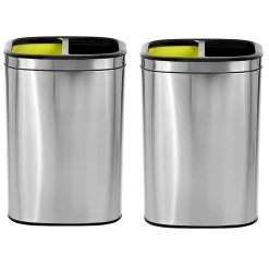 Alpine Industries Stainless Steel Trash Can with Open Lid, 10.5-Gallon, 2/Pack (ALP470-R-40L-2PK)