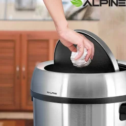 Alpine Industries Stainless Steel Trash Can with Swing Lid, 17-Gallon (ALP470-65L-1)