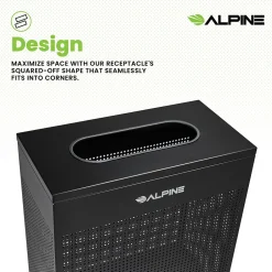 Alpine Industries Stainless Steel Trash Can, 23 Gallon, Black (ALP438-23-BLK-MK)