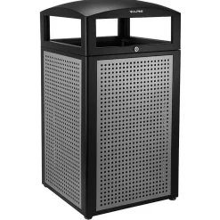 Alpine Industries Steel Outdoor Commercial Trash Can with Ashtray Lid, 40 Gallon, (472-40-SIL)