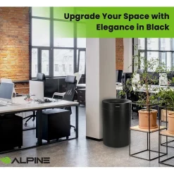 Alpine Industries Alpine Stainless Steel Trash Can, 50-Gallon, Matte Black (ALP475-50-BLK)