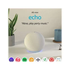 Smart Speakers & Displays<Amazon Echo (4th Gen) Wi-Fi, Bluetooth Wireless Smart Speaker, Glacier White (B07XKF75B8)