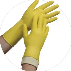 Work Gloves<Ambitex Pro L6500 Series Flock Lined Latex Gloves, Yellow, Small, 12 Pairs (LSM6500)