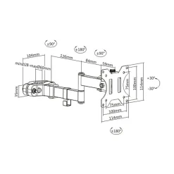 Amer Adjustable Full-Motion Pole Mount Monitor Arm, Up to 32