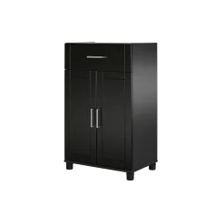 Discount Callahan 39.25" Storage Cabinet with 2 Shelves, Black (6421414COM) Storage Cabinets