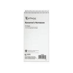 Ampad Earthwise Reporter's Notepads, 4" x 8", Gregg Ruled, White, 70 Sheets/Pad, 12 Pads/Pack (TOP25-280R) New