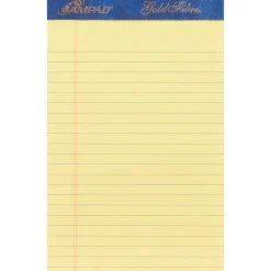 Ampad Gold Fibre, 5" x 8", Canary, Perforated Notepad, Medium Ruled, 4/Pack Outlet
