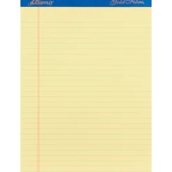 Ampad Gold Fibre Notepad, 8.5" x 11.75", Wide Ruled, Canary, 50 Sheets/Pad, 12 Pads (20-064) Clearance