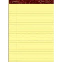 Ampad Gold Fibre Notepads, 8.5" x 11.75", Wide Ruled, Canary, 50 Sheets/Pad, 4 Pads/Pack (TOP20-032R) Clearance
