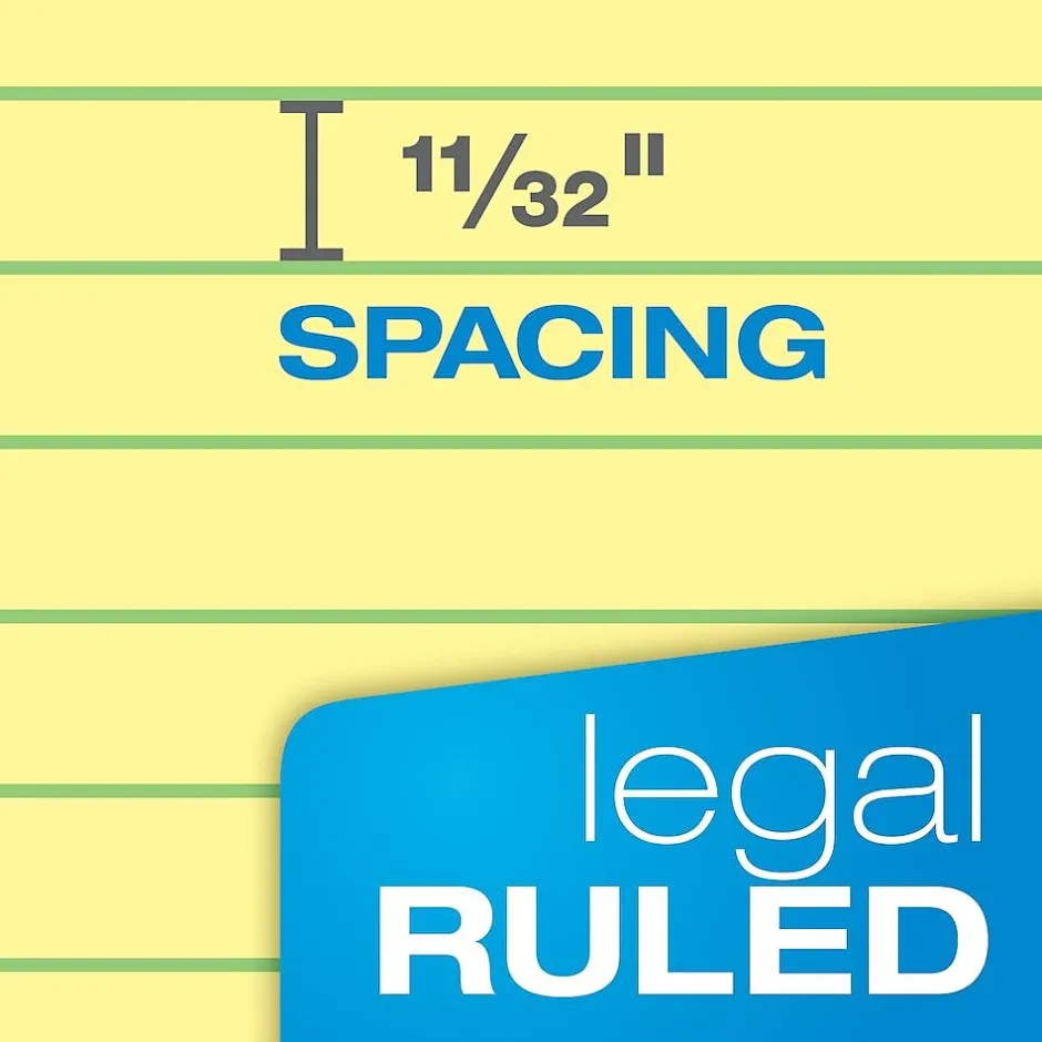 Ampad Gold Fibre Notepads, 8.5" x 11.75", Wide Ruled, Canary, 50 Sheets/Pad, 4 Pads/Pack (TOP20-032R) Clearance