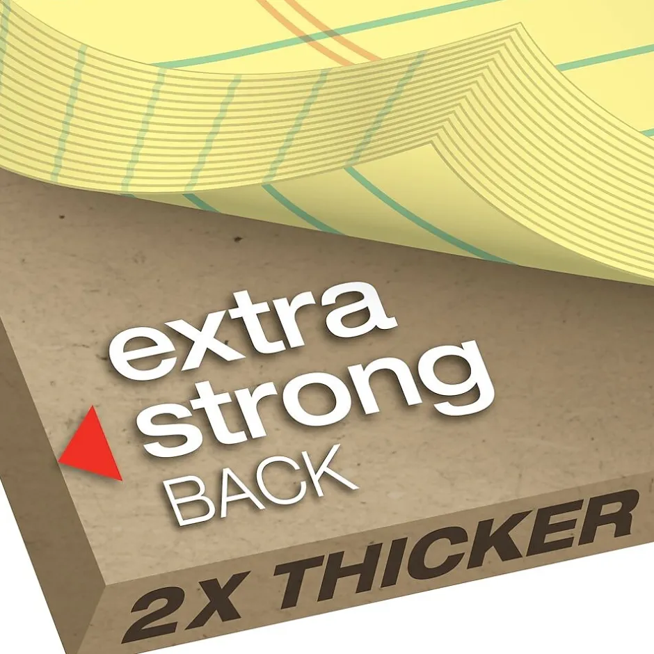 Ampad Gold Fibre Notepads, 8.5" x 11.75", Wide Ruled, Canary, 50 Sheets/Pad, 4 Pads/Pack (TOP20-032R) Clearance