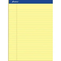 Ampad Notepads, 8.5" x 11.75", Wide Ruled, Canary, 50 Sheets/Pad, 12 Pads/Pack (TOP20-220) Outlet