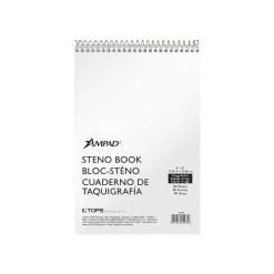 Ampad Steno Pad, 6" x 9", Gregg Ruled, White Cover, 80 Sheets/Pad (TOP25-274) Sale
