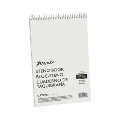 Ampad Steno Pad, 6" x 9", Gregg Ruled, White Cover, 80 Sheets/Pad (TOP25-274) Sale