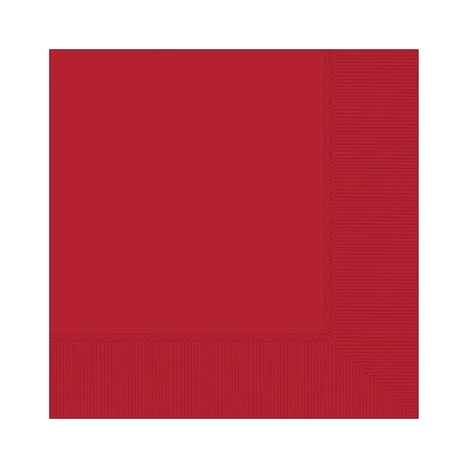 Napkins<Amscan Lunch Napkin, 2-Ply, Red, 100 Napkins/Pack, 5 Packs/Carton (600011.40)