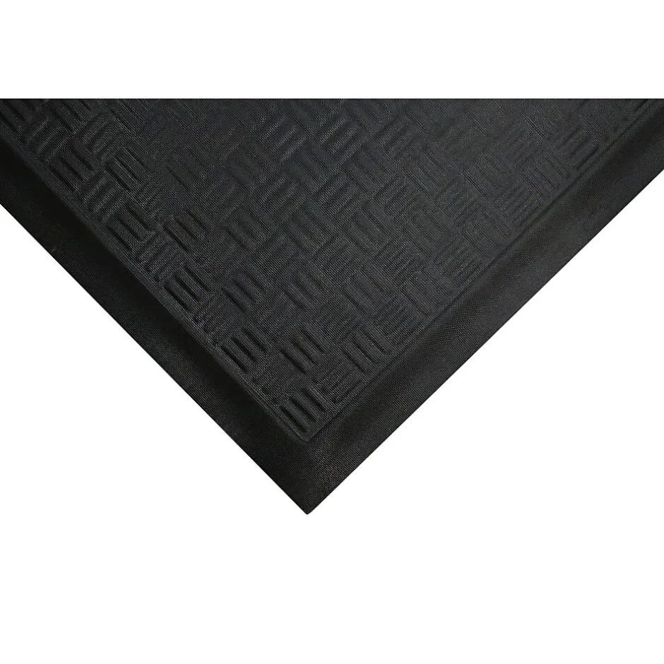 Floor Mats<M + A Matting Anderson Cushion Station™ Nitrite Rubber Anti-Fatigue Floor Mat Without Holes, 3.2' x 12.3', Black