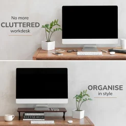 Anji Mountain Acacia Wood & Metal Monitor Stand, Up to 32" Monitor, (MS-WAL-04BLK)* Monitor Mounts & Stands