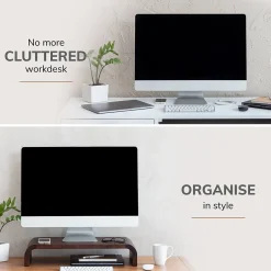 Anji Mountain Mango Wood Monitor Stand, Up to 32" Monitor, (MS-CRV-WAL)* Monitor Mounts & Stands