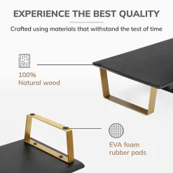 Anji Mountain Mango Wood & Metal Monitor Stand with Two USB Ports and Drawer, (MS-BLK-06GLD-PD)* Monitor Mounts & Stands