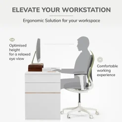 Anji Mountain Mango Wood Monitor Stand with Two USB Ports, Up to 32" Monitor, (MS-CRV-WAL-P)* Monitor Mounts & Stands