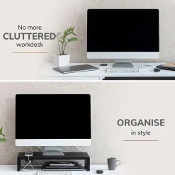 Anji Mountain Mango Wood Monitor Stand, Up to 32" Monitor, (MS-FNG-BLK-P)* Monitor Mounts & Stands