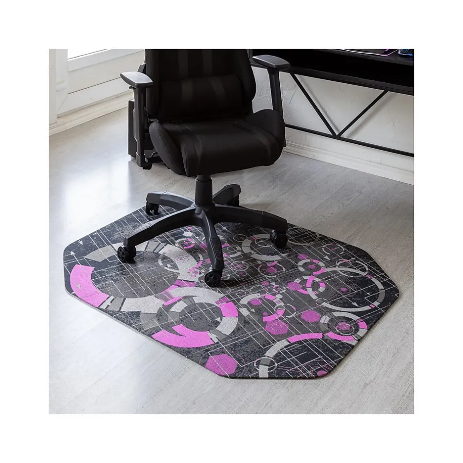 Discount Rug'd Refracted Carpet & Hard Floor Gaming Chair Mat, 36" x 48", Gray/Purple (AMB9113) Chair Mats