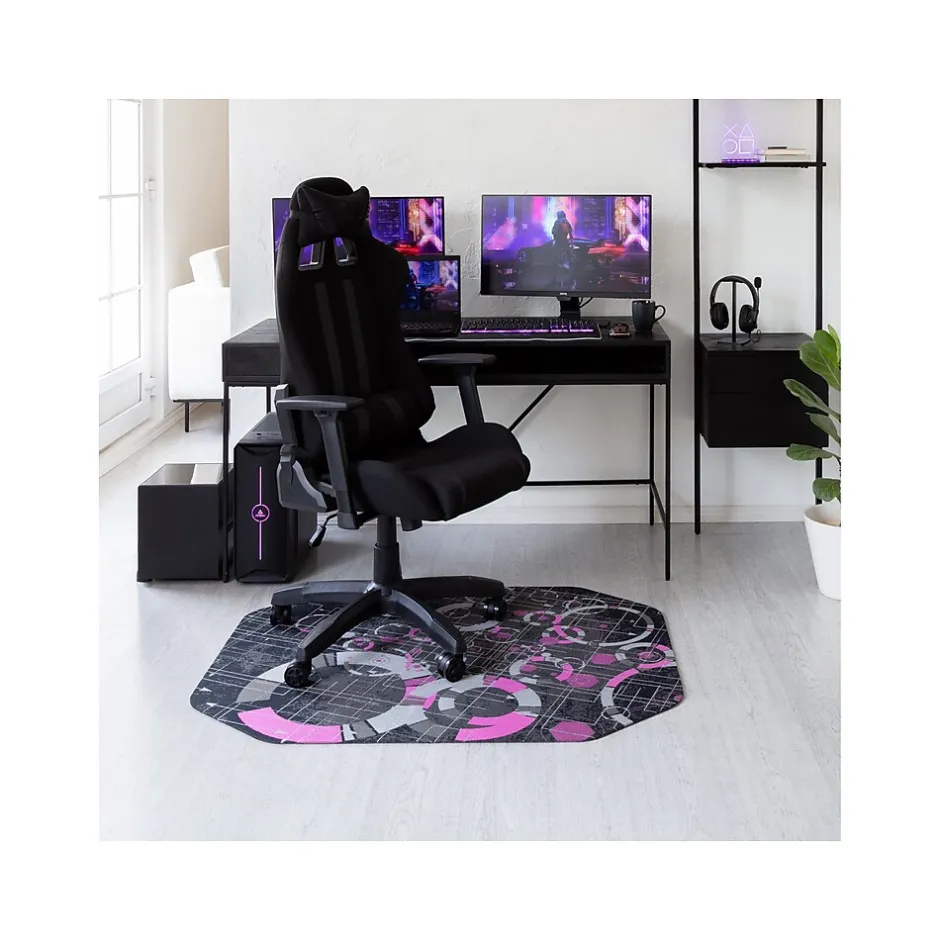 Discount Rug'd Refracted Carpet & Hard Floor Gaming Chair Mat, 36" x 48", Gray/Purple (AMB9113) Chair Mats