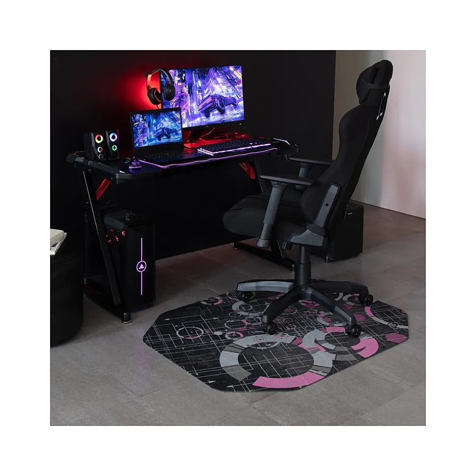 Discount Rug'd Refracted Carpet & Hard Floor Gaming Chair Mat, 36" x 48", Gray/Purple (AMB9113) Chair Mats