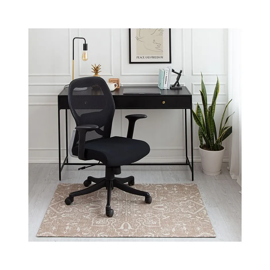 Online Rug'd Tamanrasset Carpet & Hard Floor Chair Mat, 36" x 48", Ivory/Brown Polyester (AMB9034) Chair Mats