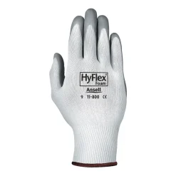 Work Gloves<Ansell ® HyFlex® Coated Gloves, Foam Nitrile, Knit-Wrist Cuff, Size 7, White/Grey, 12 Pair/Box