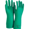 Work Gloves<Ansell Sol-Vex Unsupported Nitrile Gloves, Flock Lined, Straight Cuff, Size 10, Green, 12 Pair/Box (37-175-10)
