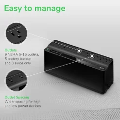 Battery Backup<APC Back-UPS 850VA 9-Outlet Battery Backup & Surge Protector, Black (BE850G2)
