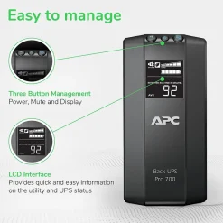Battery Backup<APC Power-Saving Back-UPS Pro 700VA Battery Backup , 6-Outlets, Black (BR700G)
