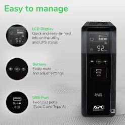 Battery Backup<APC Series 1000VA Battery Backup 10-Outlet UPS, Black (BR1000MS)