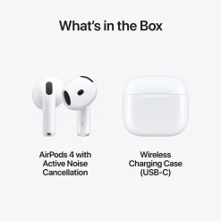 Apple AirPods Noise-Canceling Earbuds with USB-C Charging Case, 4th Generation, Bluetooth, White (MXP93LL/A)