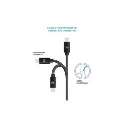 LAX Gadgets Apple Certified Durable Lightning Cable for iPhone, iPad, 4ft Black (LGHTMFI4FT-BLK)