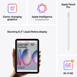 Apple iPad mini (A17 Pro) 8.3" Tablet, WiFi, 256GB, Starlight (MXND3LL/A)