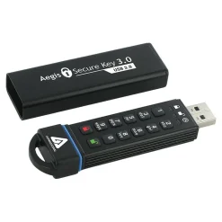 Apricorn Aegis Secure Key 120GB USB 3.0 Type A Flash Drive, Black (ASK3-120GB)* Usb Flash Drives