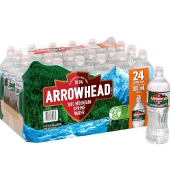 Bottled Water<Arrowhead 100% Mountain Spring Water, Regular Flavor, 700ml Bottles with Sport Cap, 24/Carton (12086824)