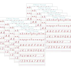 Outlet Productions® Smart Poly® PosterMat Pals® Space Savers D'Nealian Manuscript, 13" x 9.5", Pack of 10 (ASH97009) Dry Erase