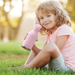 Water Bottles<ASOBU Bestie Bottle Bunny Vacuum Insulated Stainless Steel Water Bottle with Reusable Flexi Straw, 16 oz., Pink (SBV44BU)