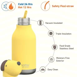 Water Bottles<ASOBU Bestie Bottle Dog Stainless Steel Vacuum Insulated Water Bottle, 16 oz., Yellow (ADNASBV44DO)