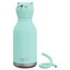 Water Bottles<ASOBU Bestie Bottle Kitty Vacuum Insulated Stainless Steel Water Bottle with Reusable Flexi Straw, 16 oz., Blue (SBV44CA)