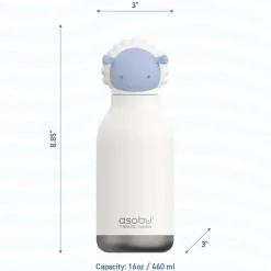 Water Bottles<ASOBU Bestie Bottle Sheep Vacuum Insulated Stainless Steel Water Bottle with Reusable Flexi Straw, 16 oz., White (SBV44SH)