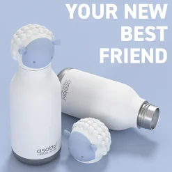 Water Bottles<ASOBU Bestie Bottle Sheep Vacuum Insulated Stainless Steel Water Bottle with Reusable Flexi Straw, 16 oz., White (SBV44SH)